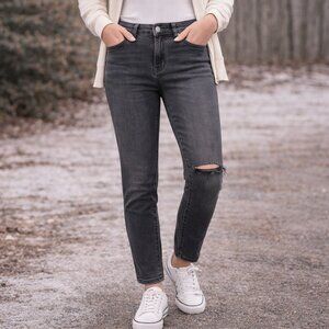 American Eagle Next Level Stretch Distressed Skinny Jeans Women’s Size 6 Gray